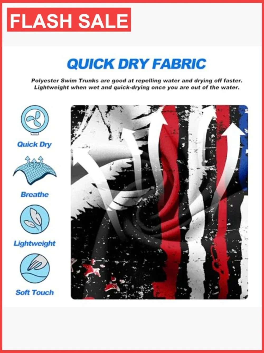 Mens Quick Dry Board Shorts with Mesh Lining UPF 50+